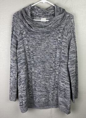 Effeci Women’s Gray And White Space Dye Knit Sweater Size XL